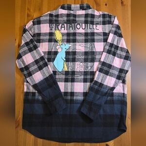 Disney Parks Plaid Button Up Shirt with Ratatouille Graphic Size Large